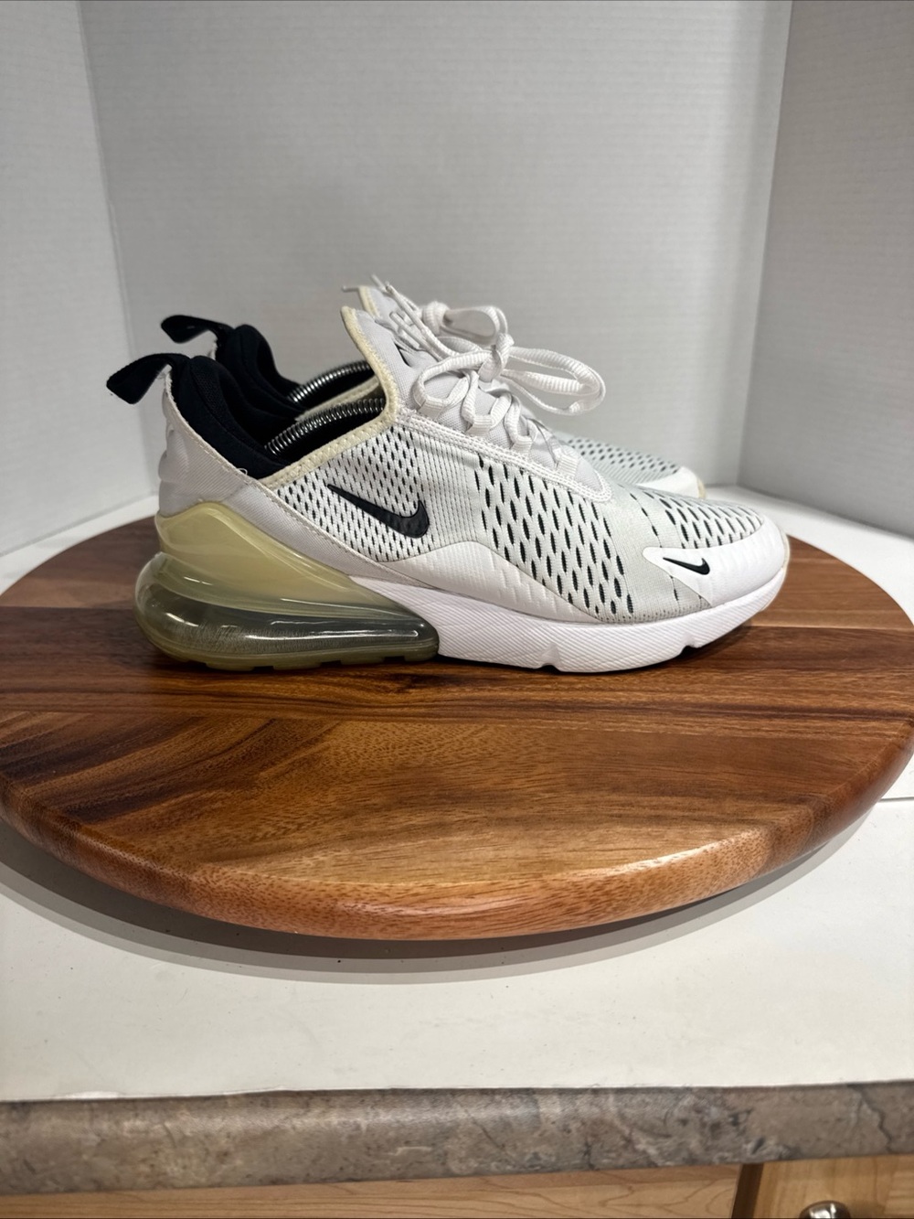 Nike Air Max 270 White, Black & Yellow-Tint Sneakers